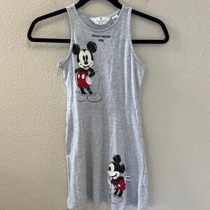 H&M Girls Gray Mickey Mouse Tank Dress Size 8/10